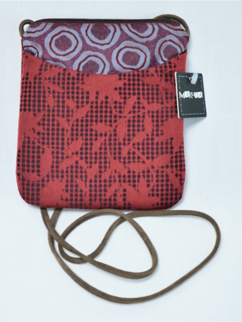 Maruca Cupcake Crossbody Bag Red Floral Geometric Womens Handmade Tapestry New